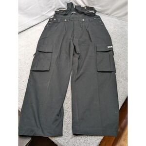 Black Overalls Coveralls BOFF W44 L33 Utility Cargo Bib Workwear Streetwear NWT‎